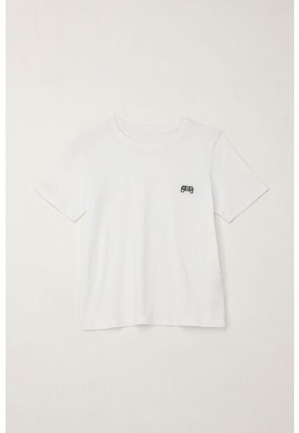 Camiseta Con Estampado En Algodón 100% Blanca Para Niño