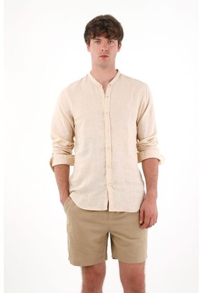 Camisa Manga Larga A Rayas Crudo Para Hombre