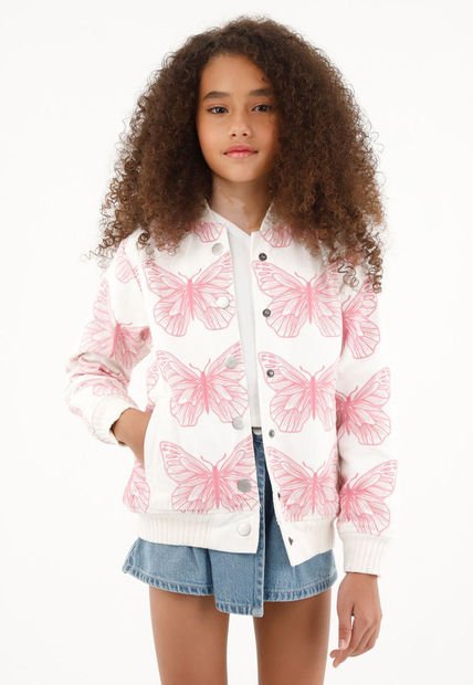 Chaqueta Tipo Bomber De Mariposas Para Niña