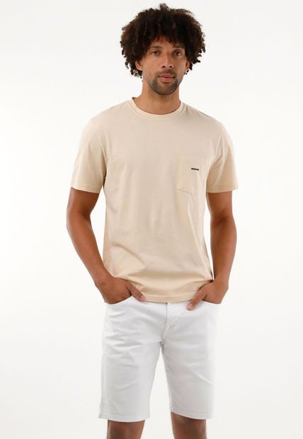 Camiseta Crudo Con Bolsillo Delantero Para Hombre