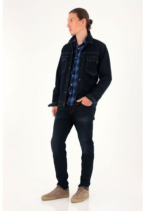 Tennis Jean Azul Súper Skinny Tono Oscuro Para Hombre