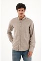 Tennis Camisa Oxford Manga Larga Café Para Hombre de Tennis
