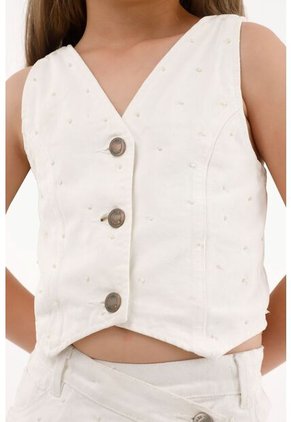 Chaleco Crudo Cuello En V Para Niña