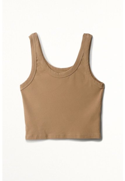 Tennis Camiseta Crop En Rib Crudo Con Acabado Mate Para Mujer