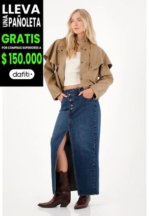 Tennis Falda Larga En Denim Con Jota Asimétrica Para Mujer