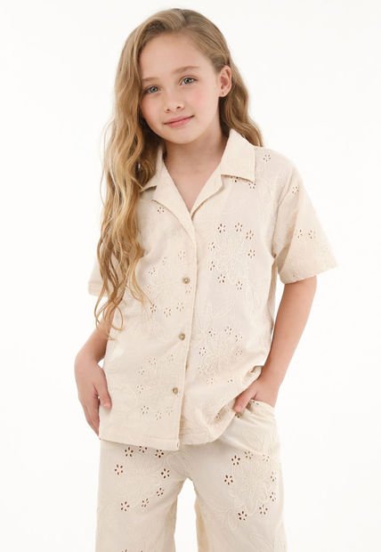 Camisa Crudo En Ojalillo Para Niña