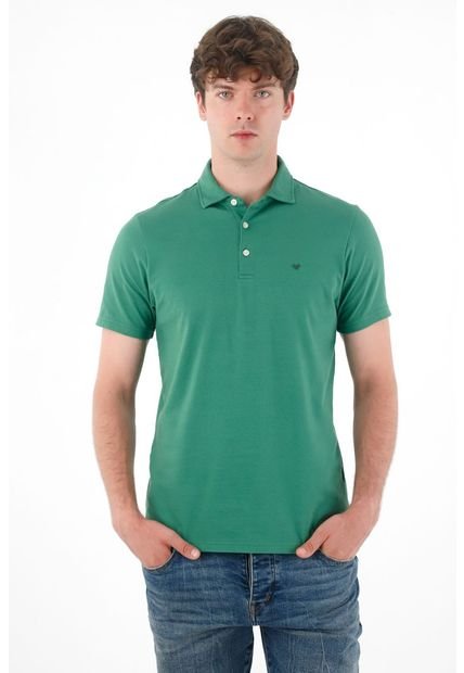 Polo Con Raqueta Bordada Verde Para Hombre