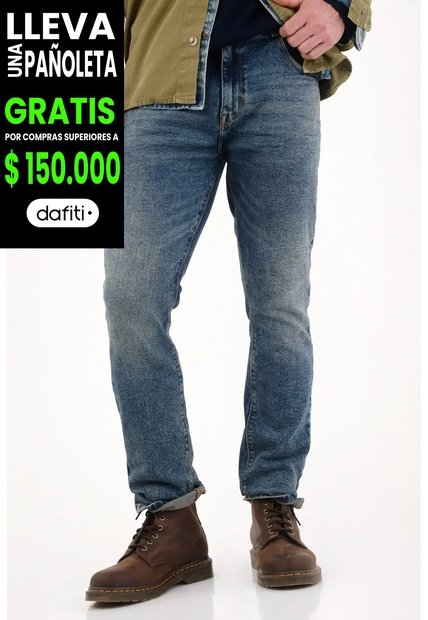 Tennis Jean Nudy Cinco Bolsillos Azul De Acabado Suave Para Hombre