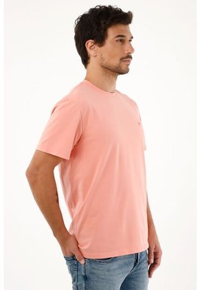Camiseta Naranja Con Raqueta Estampada Para Hombre