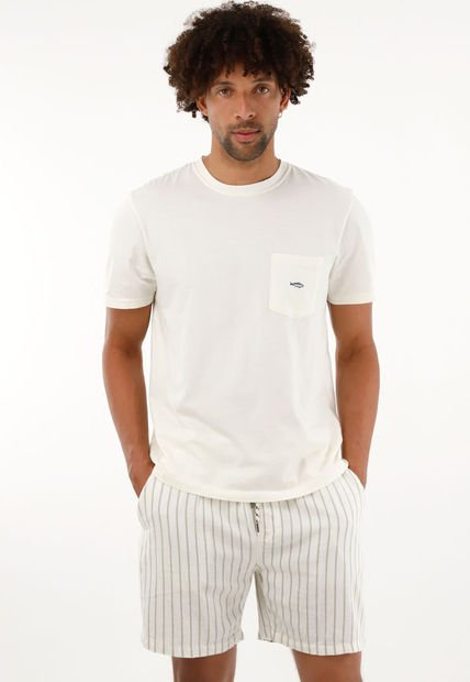 Camiseta Crudo Con Bolsillo De Parche Para Hombre