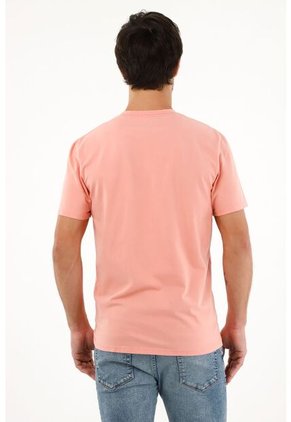 Camiseta Naranja Con Raqueta Estampada Para Hombre