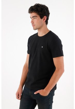 Tennis Camiseta Básica Con Raqueta Negra Para Hombre