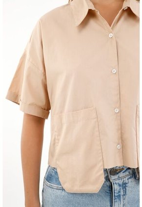 Camisa Café Con Ruedo Al Corte Para Mujer