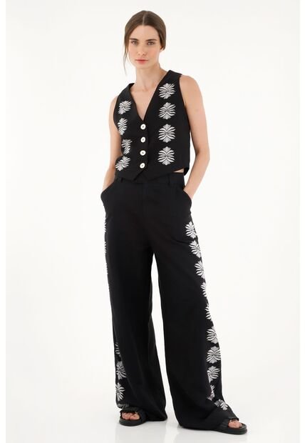 Tennis Chaleco Tipo Sastre Negro Para Mujer