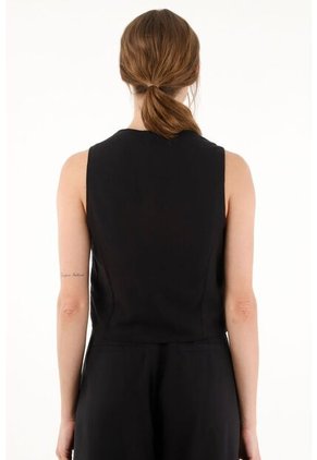 Tennis Chaleco Tipo Sastre Negro Para Mujer