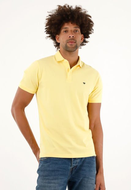 Polo Amarilla Con Raqueta Bordada Para Hombre