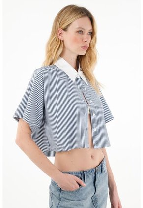 Tennis Camisa Crop Con Estampado A Rayas Para Mujer