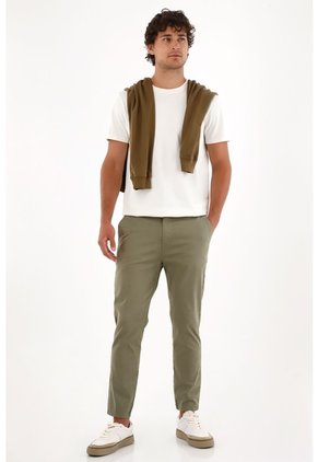 Tennis Pantalón Chino Verde De Silueta Amplia Para Hombre