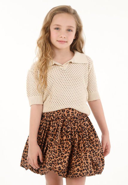 Camisa Tipo Polo Tejida Para Niña