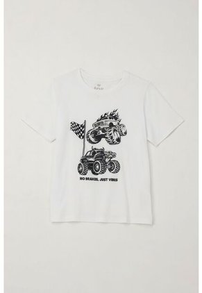 Camiseta Básica Con Estampado Blanca Para Niño