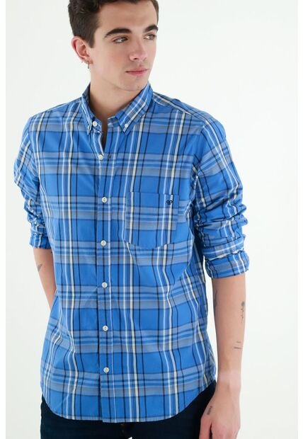 Camisa Azul De Cuadros Para Hombres
