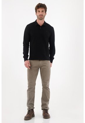 Tennis Camiseta Manga Larga Negra Con Acabado Suave Para Hombre