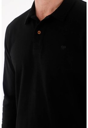 Tennis Camiseta Manga Larga Negra Con Acabado Suave Para Hombre