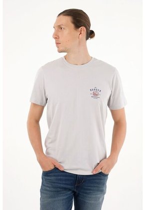 Tennis Camiseta Gris Estampada Para Hombre