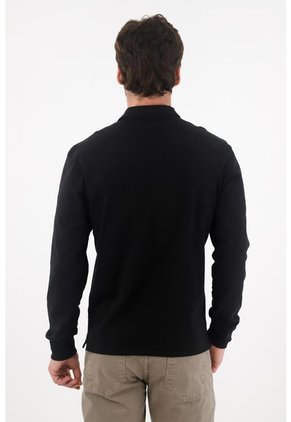 Tennis Camiseta Manga Larga Negra Con Acabado Suave Para Hombre
