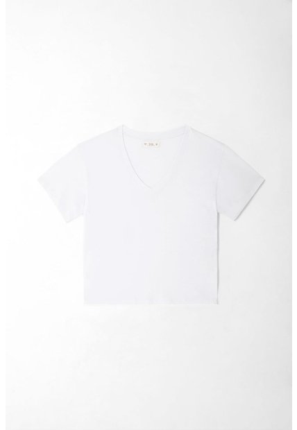 Tennis Camiseta Para Mujer De Algodón Blanca De Fit Relajado Con Escote En V