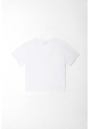 Tennis Camiseta Para Mujer De Algodón Blanca De Fit Relajado Con Escote En V