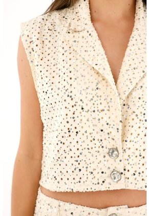 Tennis Chaleco Crop Con Lentejuelas Para Mujer