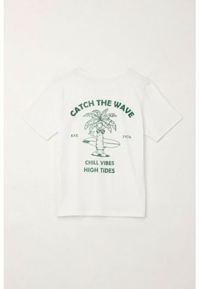 Camiseta Básica Con Estampado Blanca Para Niño