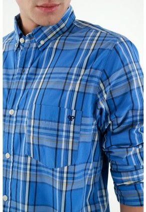 Camisa Azul De Cuadros Para Hombres