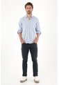 Tennis Camisa Manga Larga Preteñida Azul Con Textura Lisa Para Hombre de Tennis