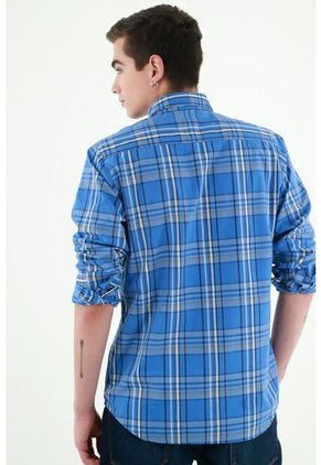 Camisa Azul De Cuadros Para Hombres