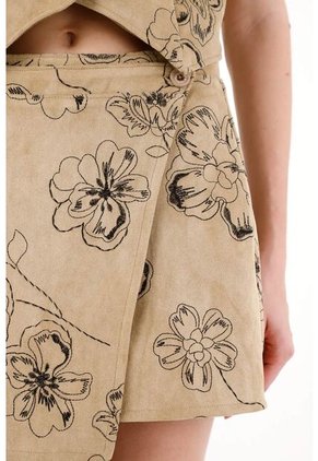 Tennis Falda Corta Suede Con Diseño Floral Para Mujer