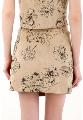 Tennis Falda Corta Suede Con Diseño Floral Para Mujer