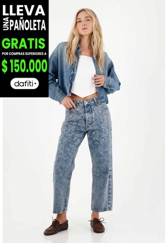 Tennis Jean Recto Con Diseño Paisley Azul Para Mujer Tennis