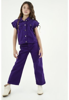 Chaleco Manga Corta Morado Para Niña