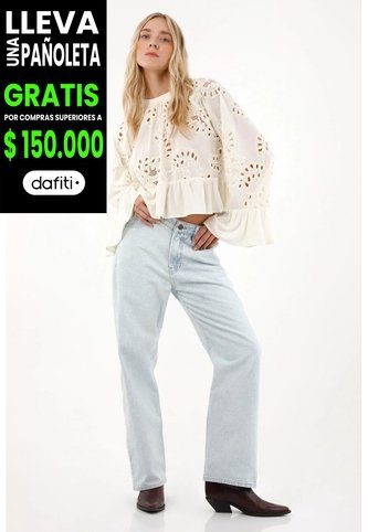 Tennis Jean Recto Con Efecto Desgaste Para Mujer Tennis