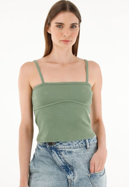 Camiseta Verde Ajustada Para Mujer