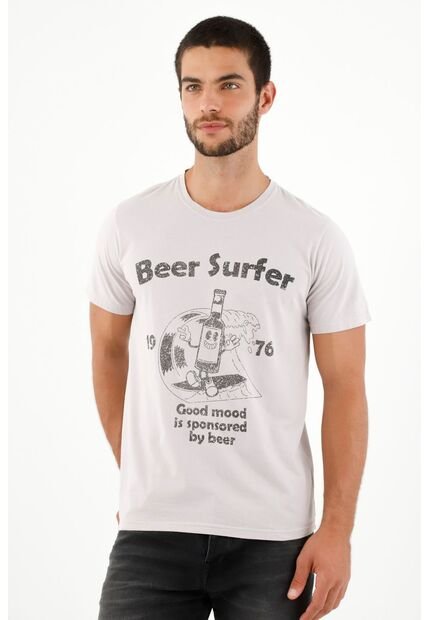 Tennis Camiseta Gris Estampada En Frente Para Hombre