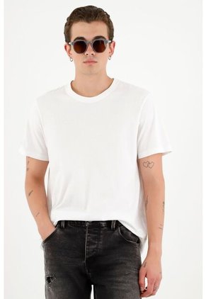 Camiseta Unisex Blanca Cuello Redondo En Rib