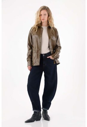 Tennis Jean Slouchy Con Prense Decorativo Azul Para Mujer