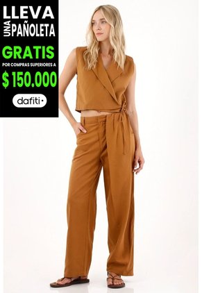 Tennis Pantalón En Tela Liviana Café Para Mujer