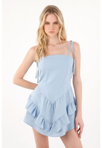 Tennis Vestido Corto Tipo Corsé Azul Para Mujer Tennis