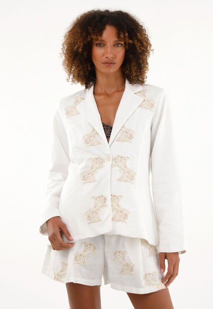 Chaqueta Tipo Blazer Con Bordados Para Mujer