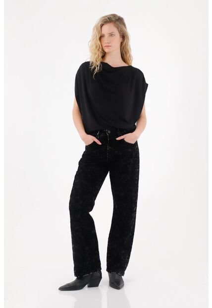 Tennis Camiseta Con Drappeado Negra Para Mujer