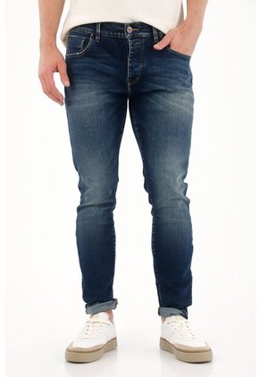 Tennis Jean Skinny Con Desgastes Azul Oscuro Para Hombre
